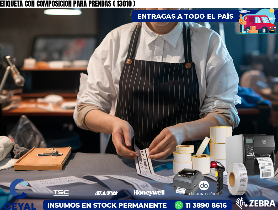 ETIQUETA CON COMPOSICION PARA PRENDAS ( 13010 )