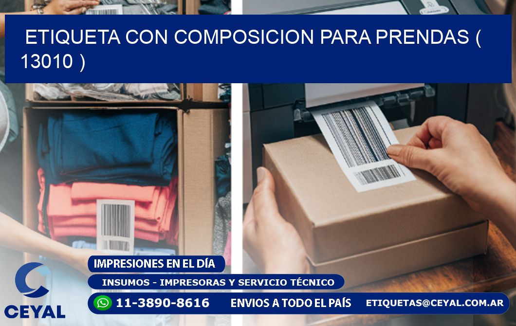 ETIQUETA CON COMPOSICION PARA PRENDAS ( 13010 )