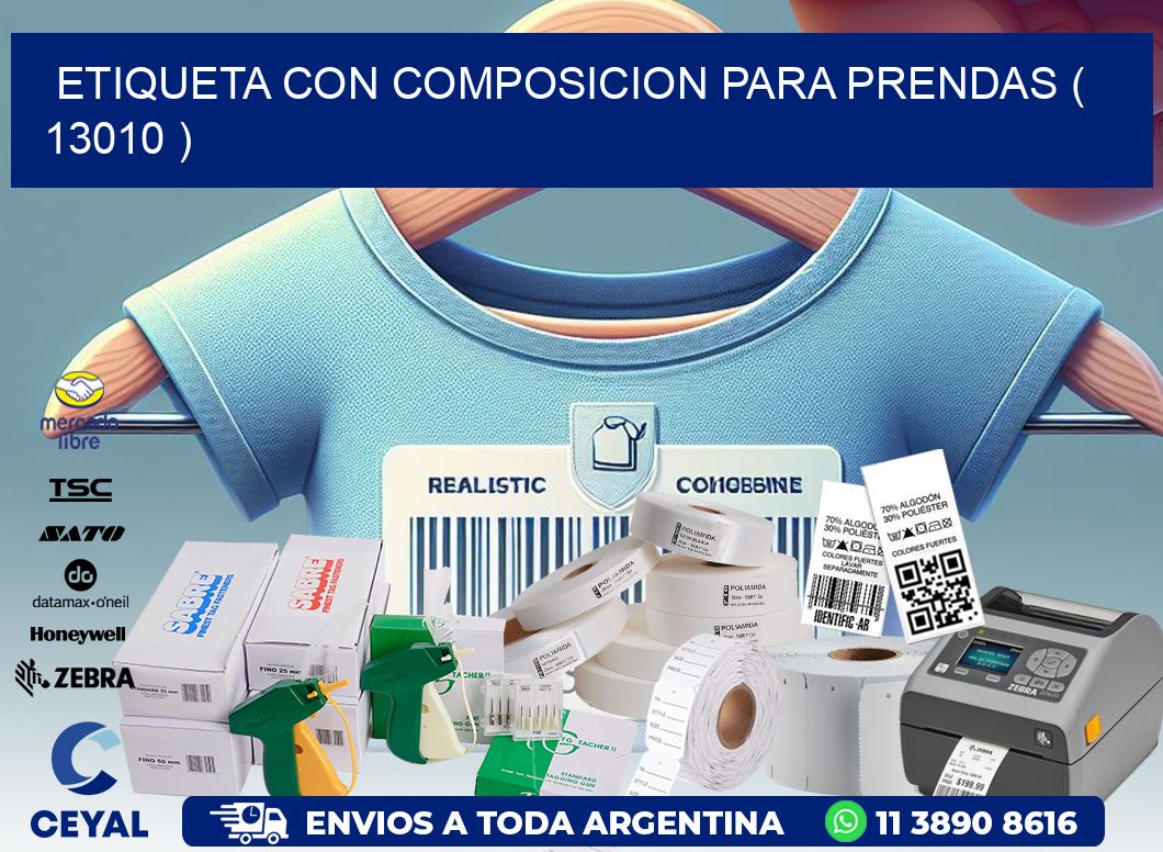 ETIQUETA CON COMPOSICION PARA PRENDAS ( 13010 )