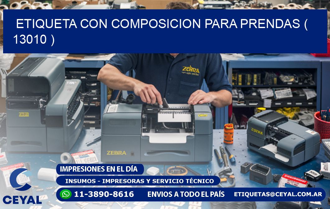 ETIQUETA CON COMPOSICION PARA PRENDAS ( 13010 )