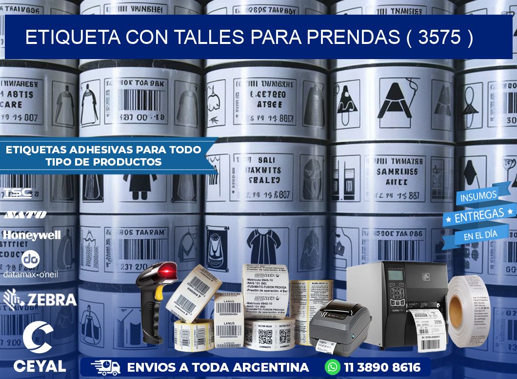 ETIQUETA CON TALLES PARA PRENDAS ( 3575 )