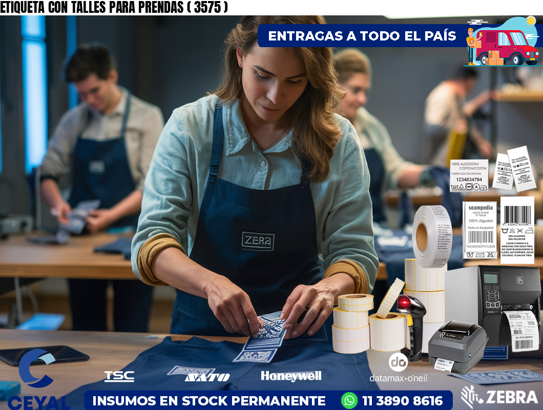 ETIQUETA CON TALLES PARA PRENDAS ( 3575 )