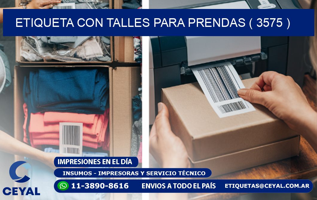 ETIQUETA CON TALLES PARA PRENDAS ( 3575 )