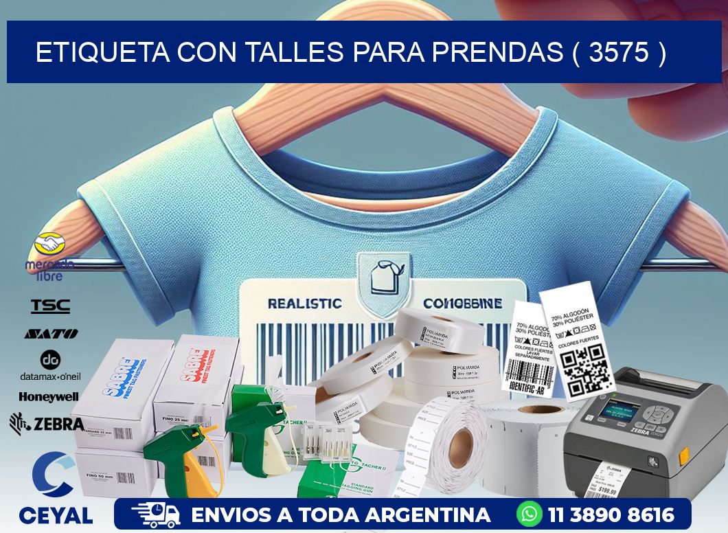 ETIQUETA CON TALLES PARA PRENDAS ( 3575 )