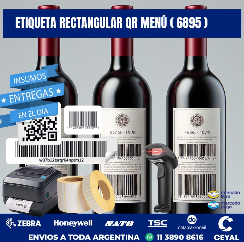 ETIQUETA RECTANGULAR QR MENÚ ( 6895 )