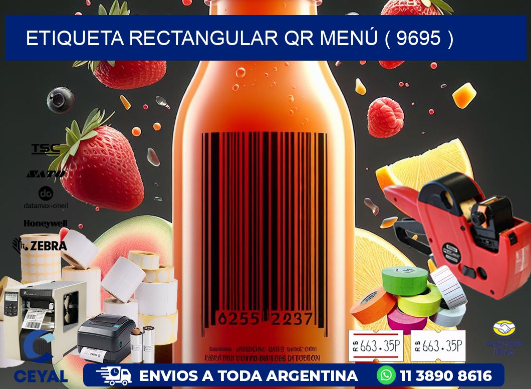 ETIQUETA RECTANGULAR QR MENÚ ( 9695 )