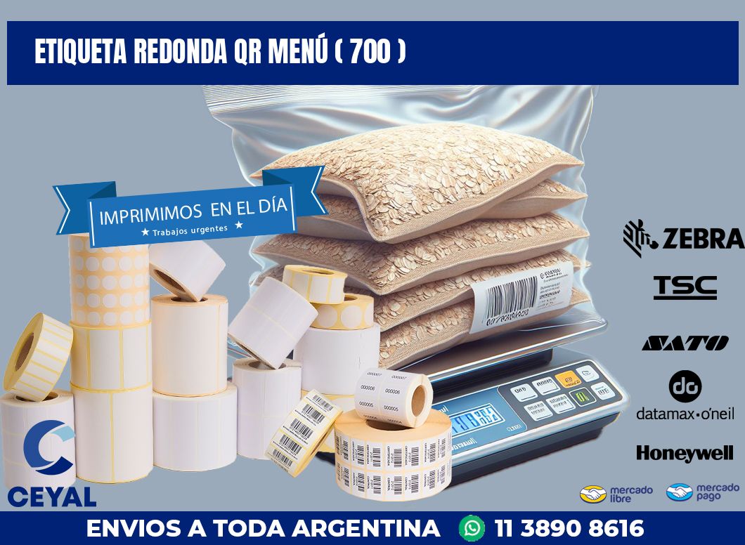ETIQUETA REDONDA QR MENÚ ( 700 )