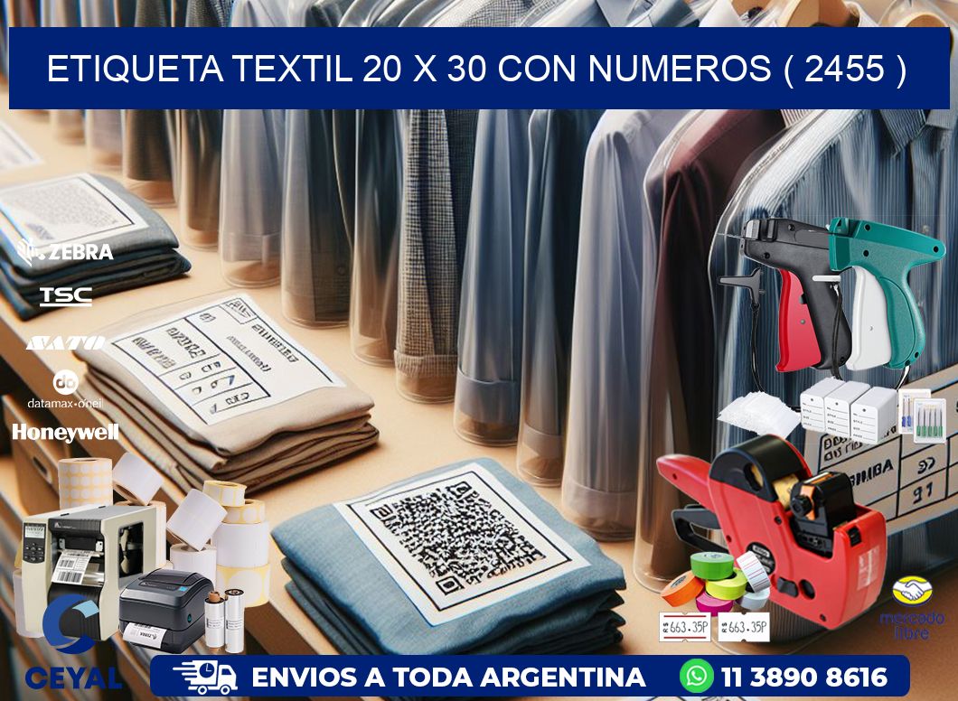 ETIQUETA TEXTIL 20 X 30 CON NUMEROS ( 2455 )