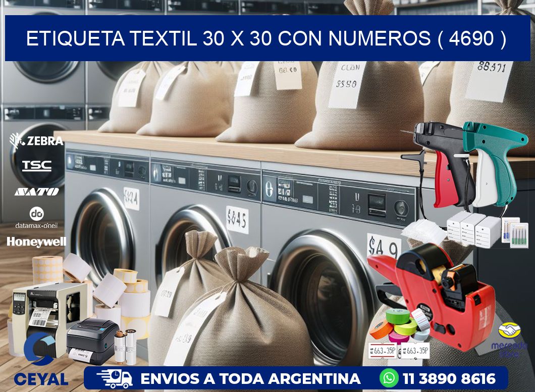 ETIQUETA TEXTIL 30 X 30 CON NUMEROS ( 4690 )