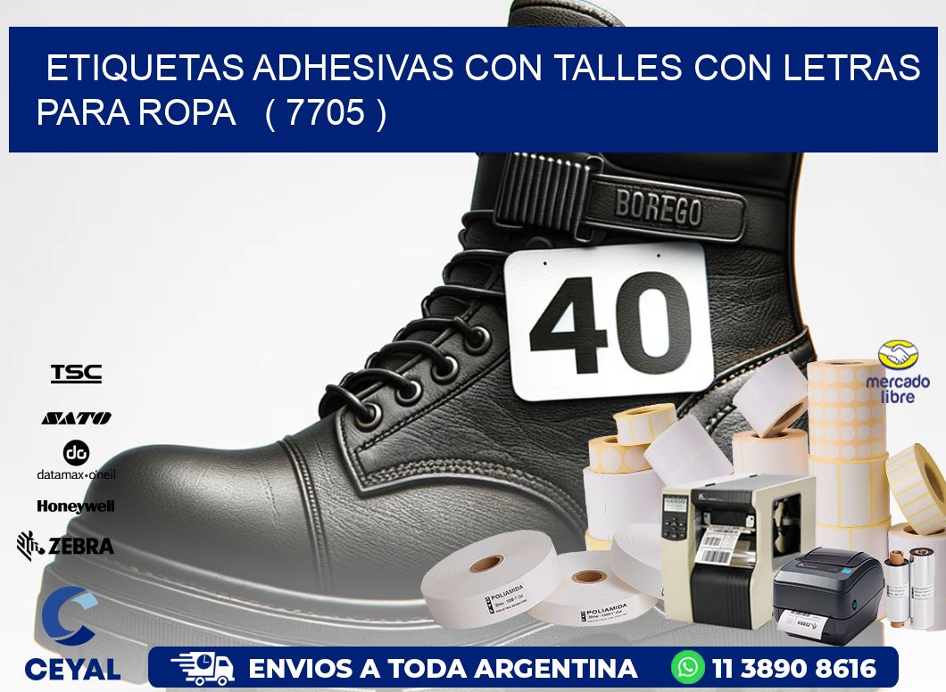 ETIQUETAS ADHESIVAS CON TALLES CON LETRAS PARA ROPA   ( 7705 )