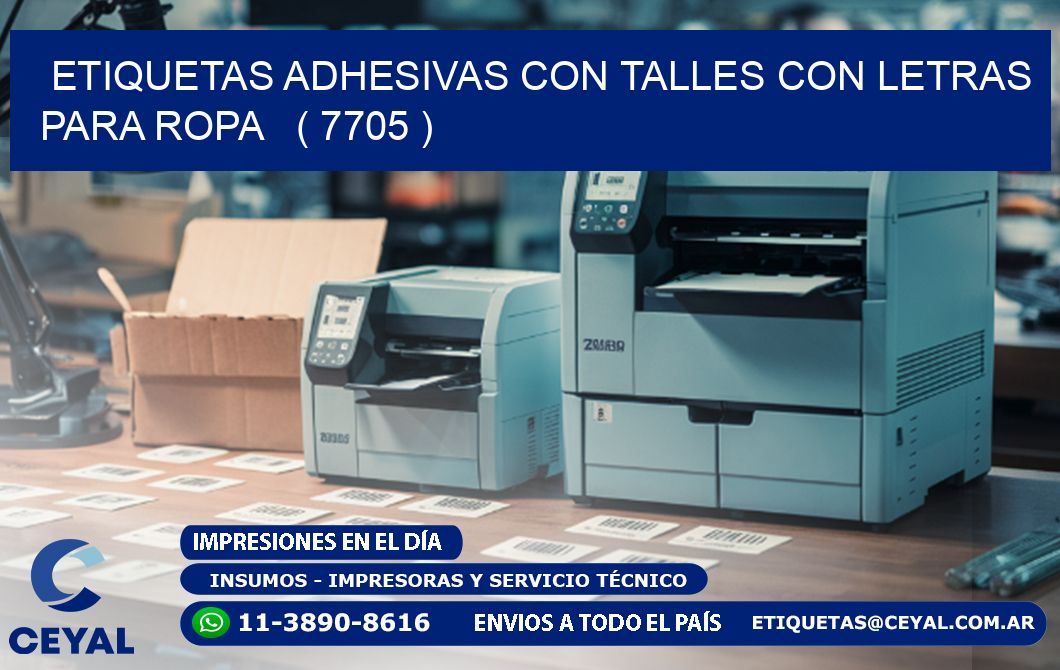 ETIQUETAS ADHESIVAS CON TALLES CON LETRAS PARA ROPA   ( 7705 )