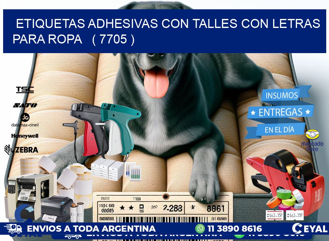 ETIQUETAS ADHESIVAS CON TALLES CON LETRAS PARA ROPA   ( 7705 )