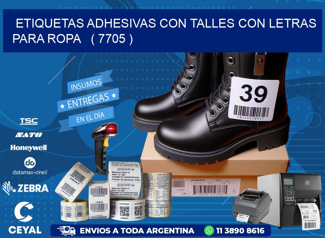 ETIQUETAS ADHESIVAS CON TALLES CON LETRAS PARA ROPA   ( 7705 )