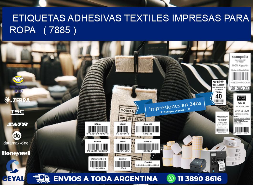 ETIQUETAS ADHESIVAS TEXTILES IMPRESAS PARA ROPA   ( 7885 )