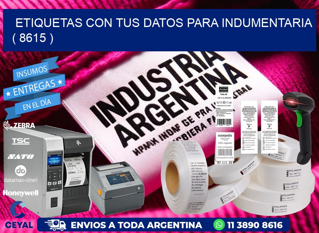 ETIQUETAS CON TUS DATOS PARA INDUMENTARIA   ( 8615 )