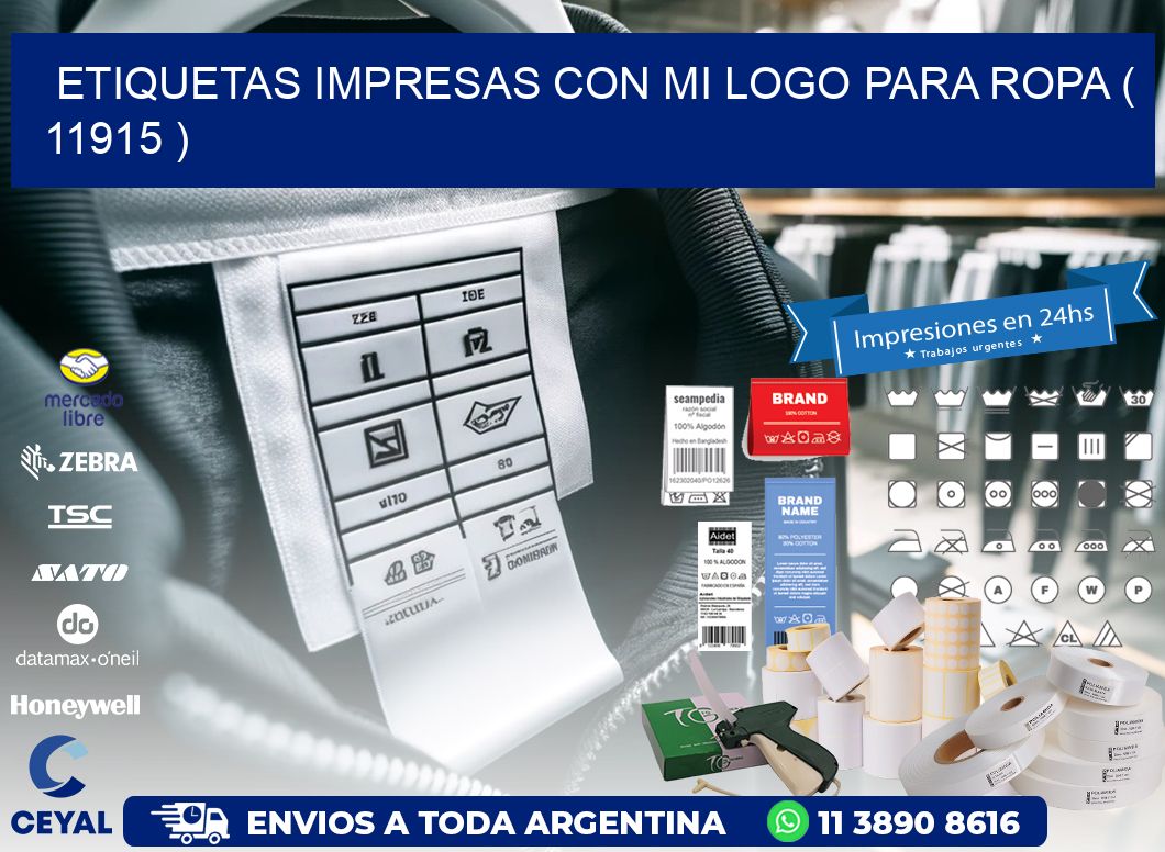 ETIQUETAS IMPRESAS CON MI LOGO PARA ROPA ( 11915 )
