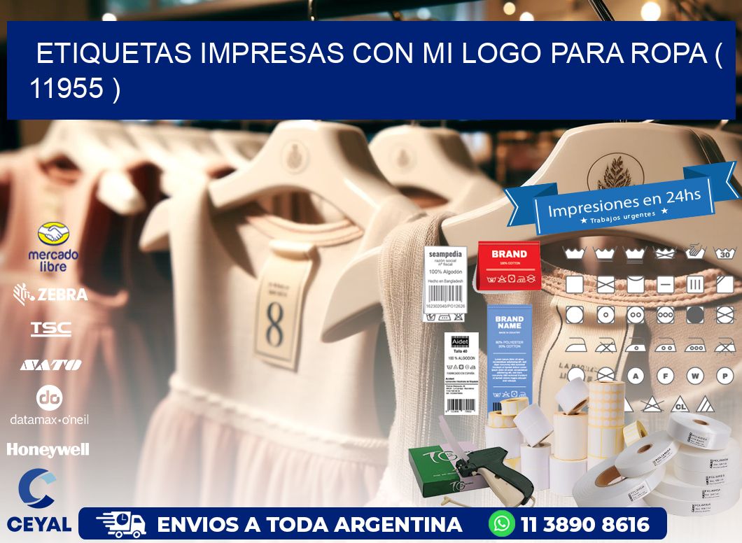 ETIQUETAS IMPRESAS CON MI LOGO PARA ROPA ( 11955 )