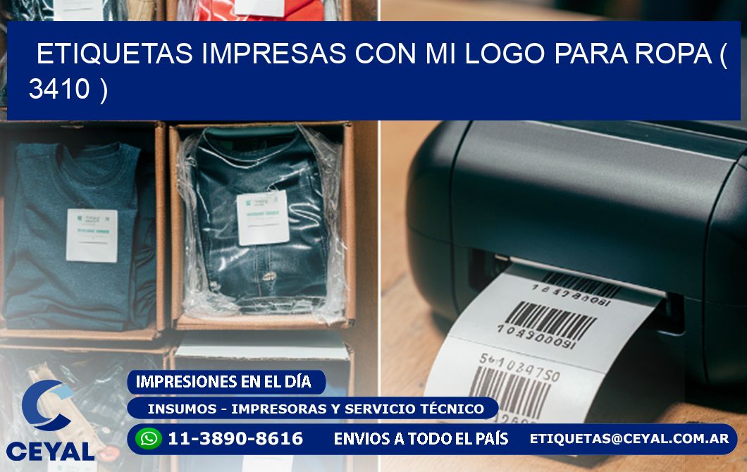 ETIQUETAS IMPRESAS CON MI LOGO PARA ROPA ( 3410 )