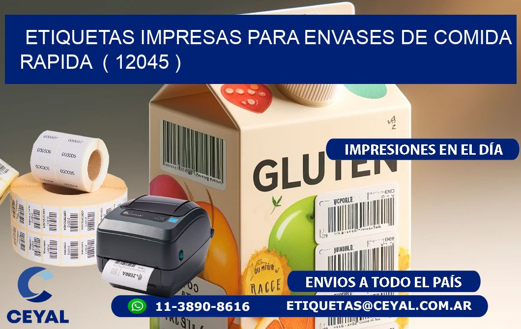 ETIQUETAS IMPRESAS PARA ENVASES DE COMIDA RAPIDA  ( 12045 )