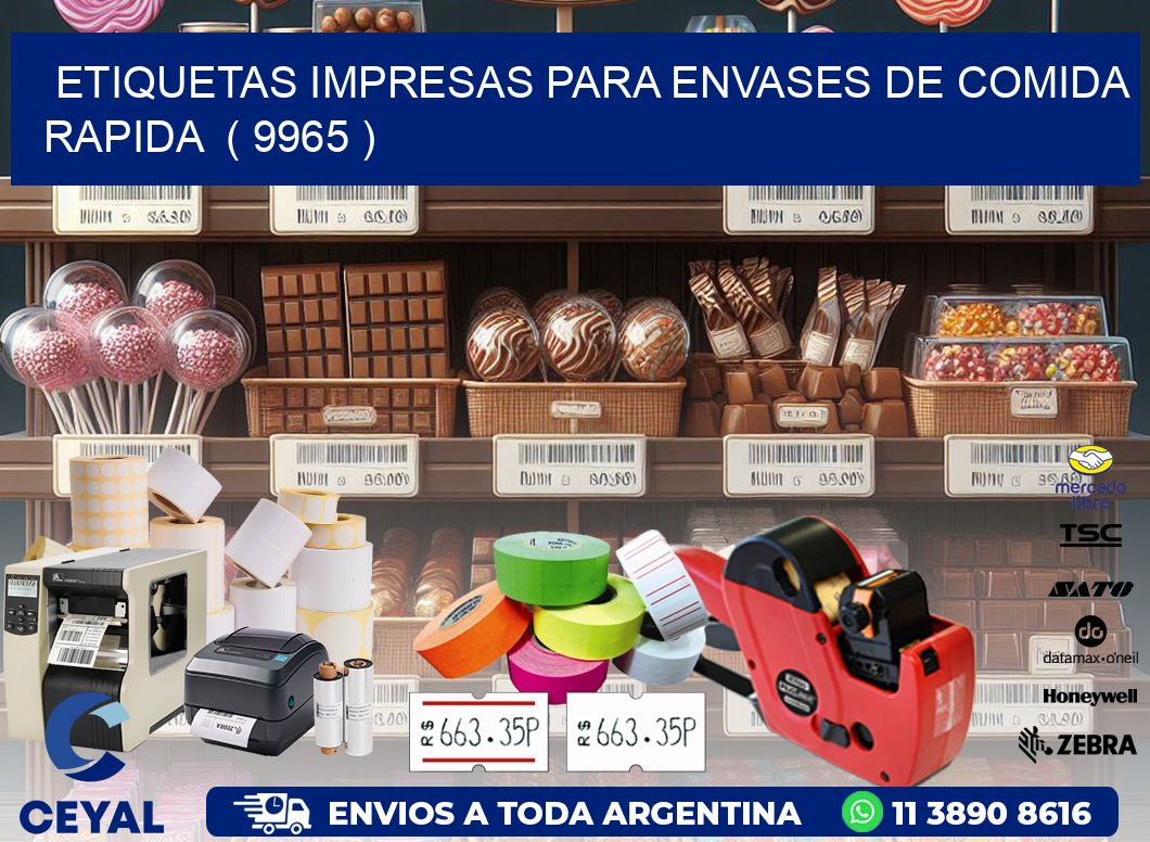 ETIQUETAS IMPRESAS PARA ENVASES DE COMIDA RAPIDA  ( 9965 )