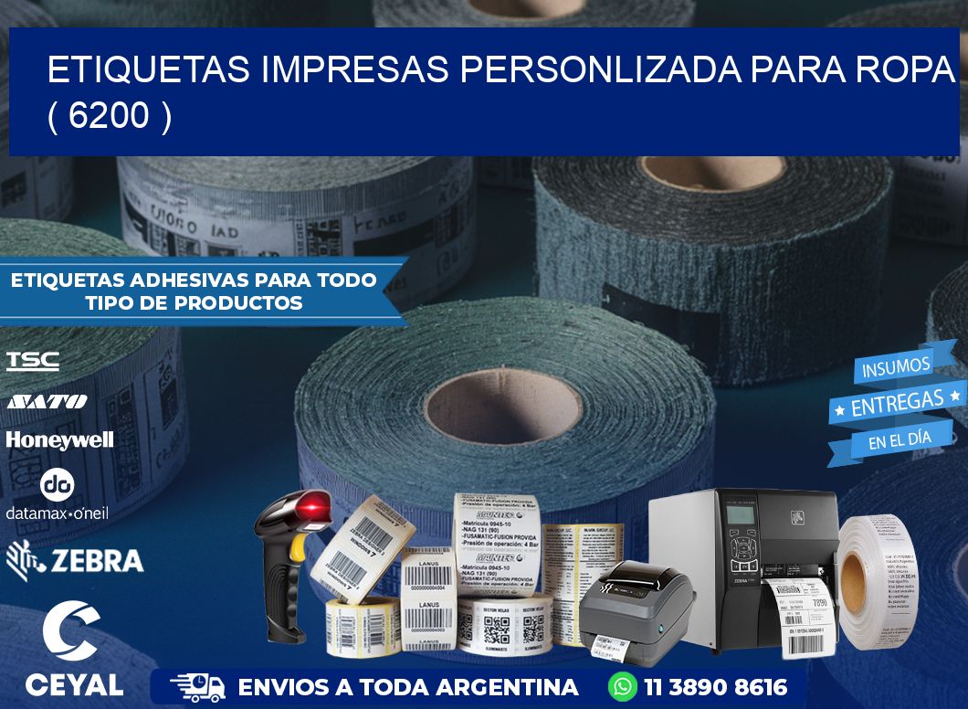 ETIQUETAS IMPRESAS PERSONLIZADA PARA ROPA   ( 6200 )
