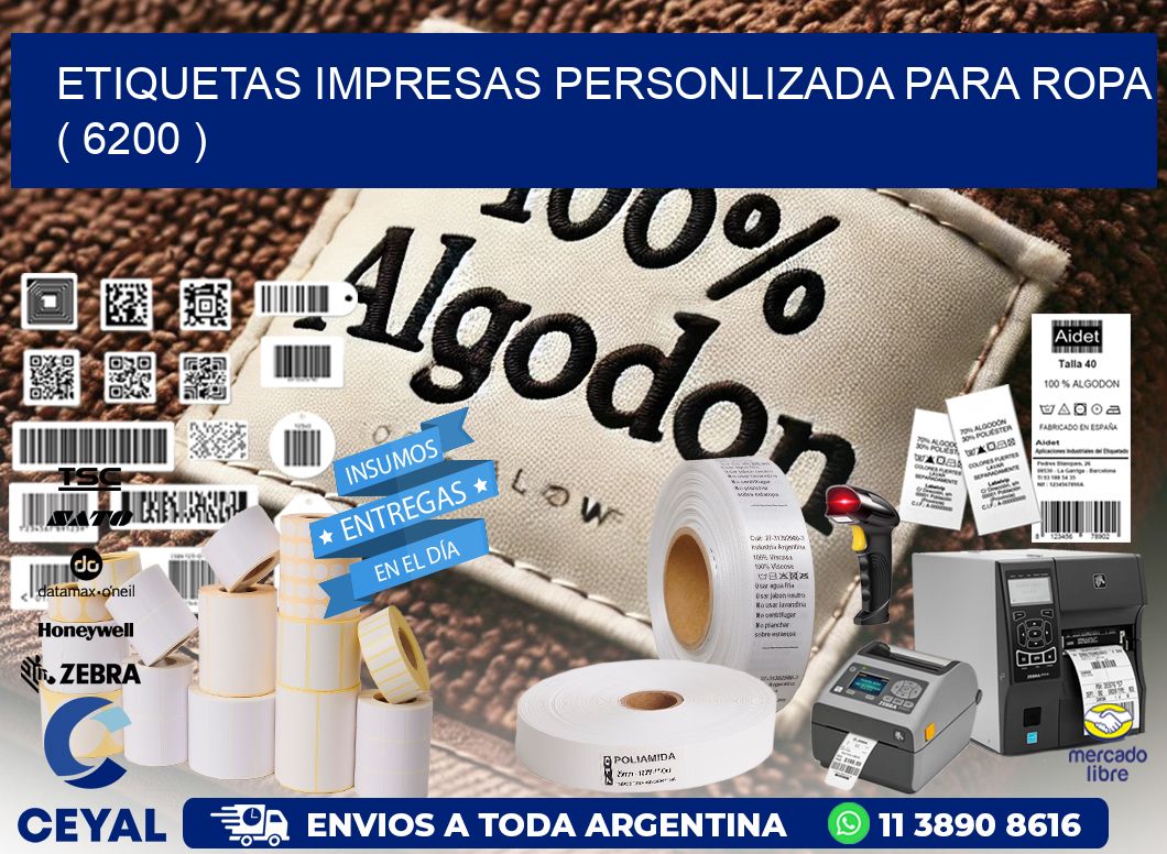 ETIQUETAS IMPRESAS PERSONLIZADA PARA ROPA   ( 6200 )