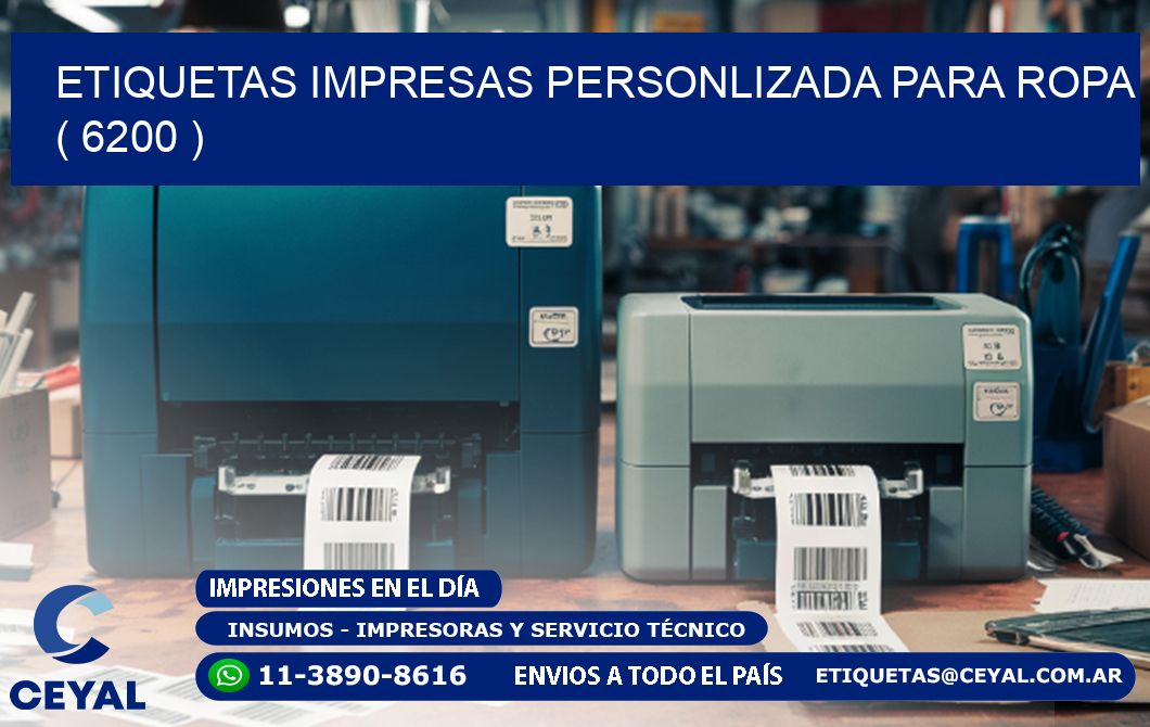 ETIQUETAS IMPRESAS PERSONLIZADA PARA ROPA   ( 6200 )