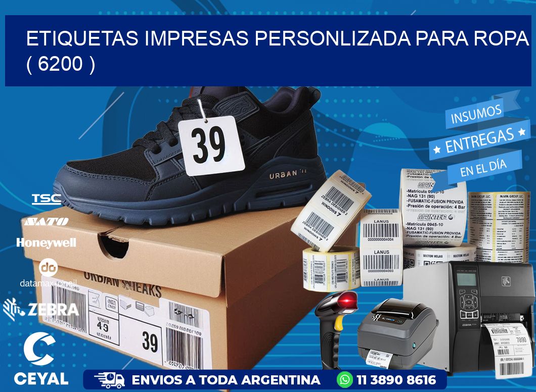 ETIQUETAS IMPRESAS PERSONLIZADA PARA ROPA   ( 6200 )