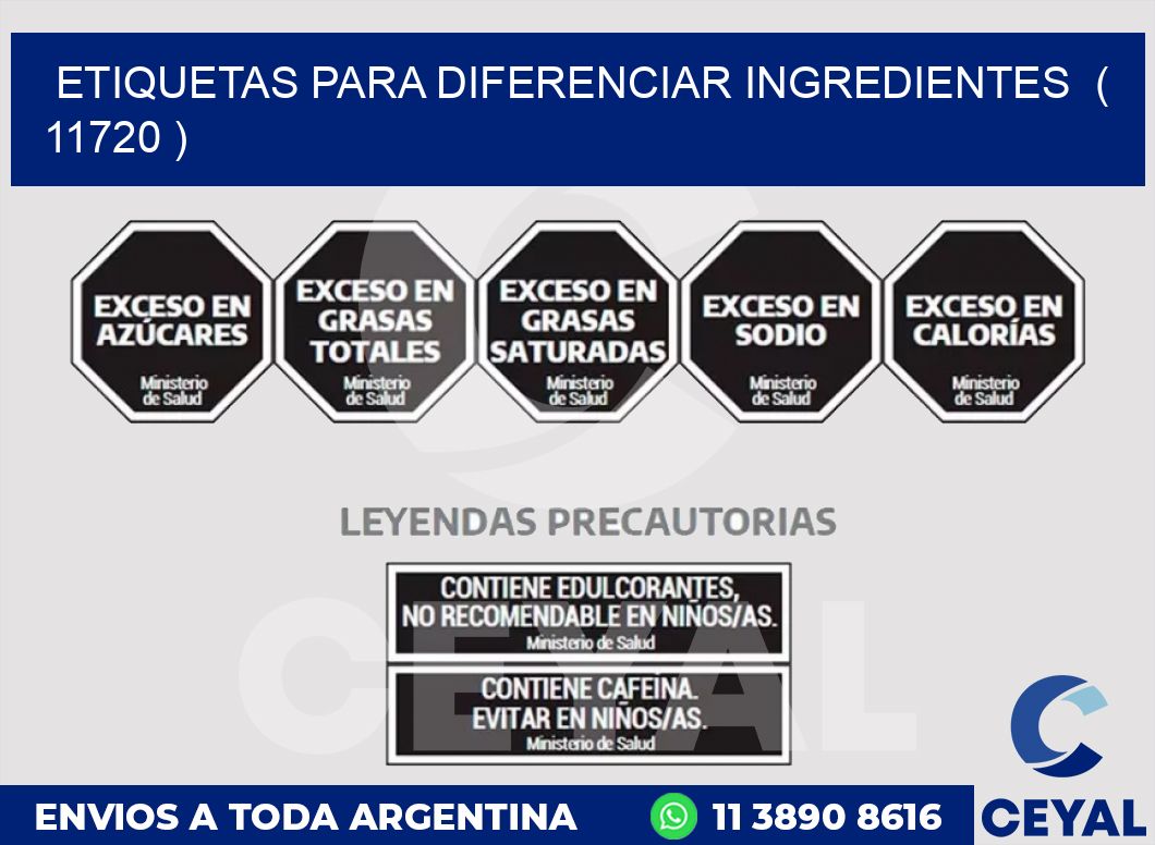 ETIQUETAS PARA DIFERENCIAR INGREDIENTES  ( 11720 )
