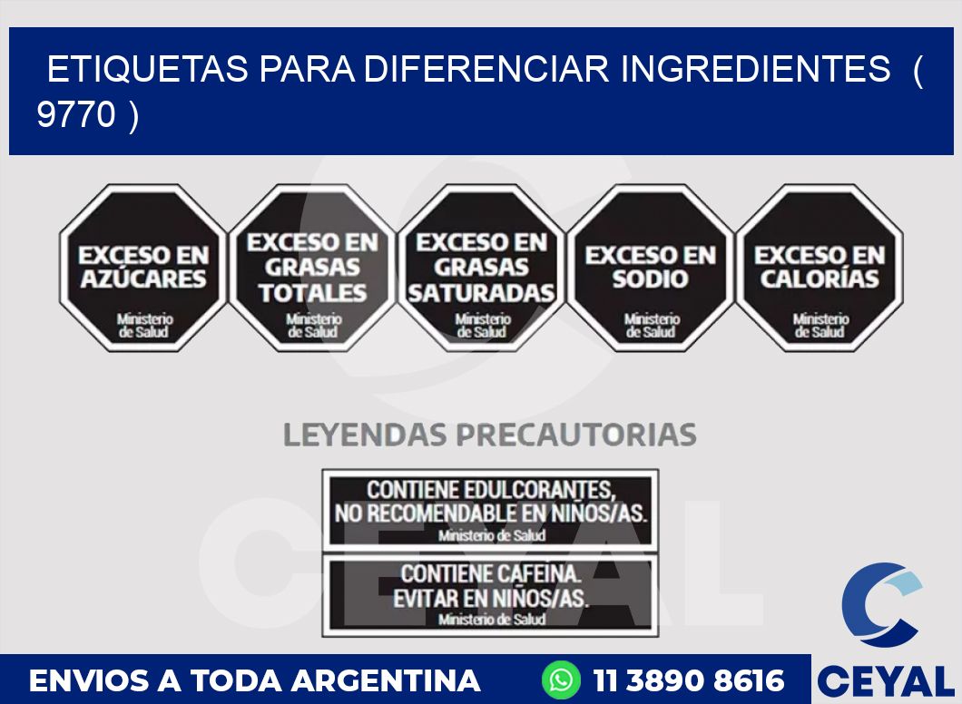 ETIQUETAS PARA DIFERENCIAR INGREDIENTES  ( 9770 )