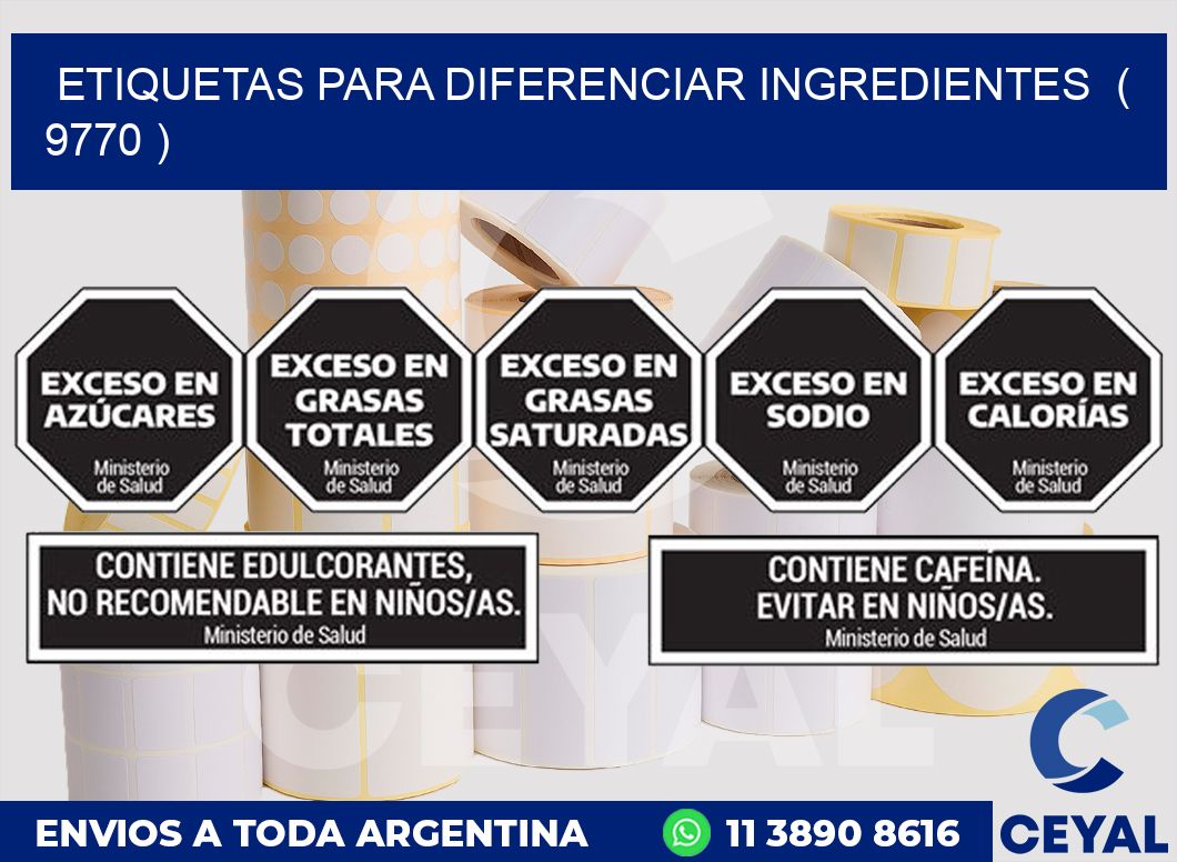 ETIQUETAS PARA DIFERENCIAR INGREDIENTES  ( 9770 )