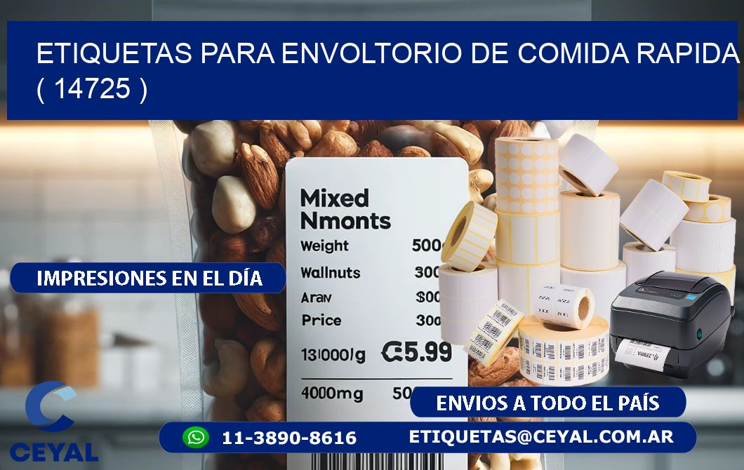 ETIQUETAS PARA ENVOLTORIO DE COMIDA RAPIDA  ( 14725 )