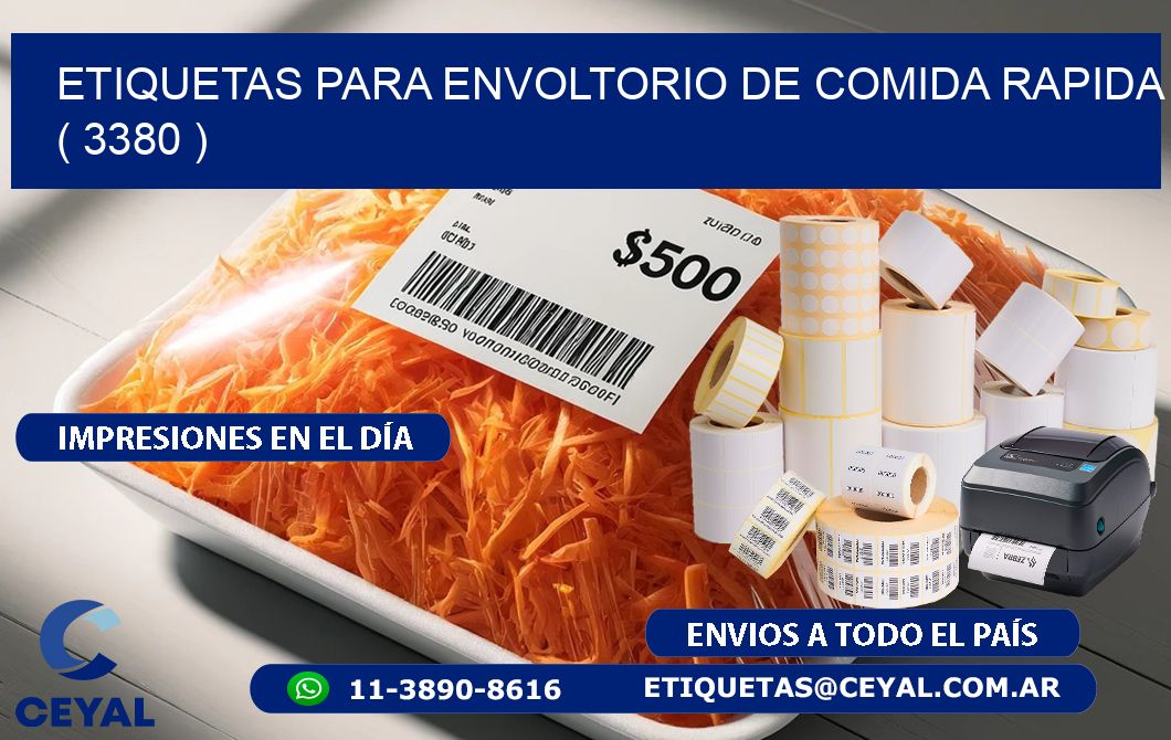 ETIQUETAS PARA ENVOLTORIO DE COMIDA RAPIDA  ( 3380 )
