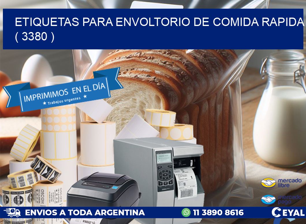 ETIQUETAS PARA ENVOLTORIO DE COMIDA RAPIDA  ( 3380 )