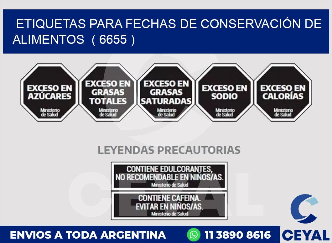 ETIQUETAS PARA FECHAS DE CONSERVACIÓN DE ALIMENTOS  ( 6655 )