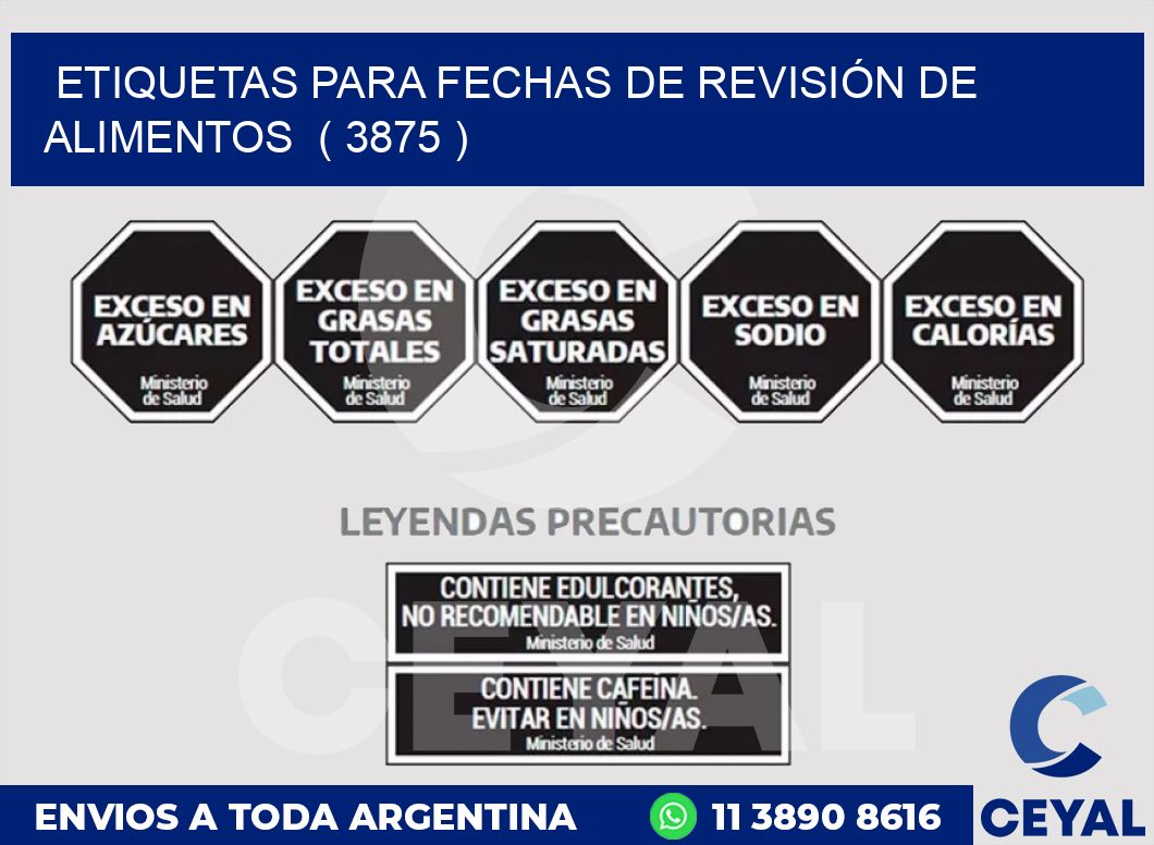 ETIQUETAS PARA FECHAS DE REVISIÓN DE ALIMENTOS  ( 3875 )
