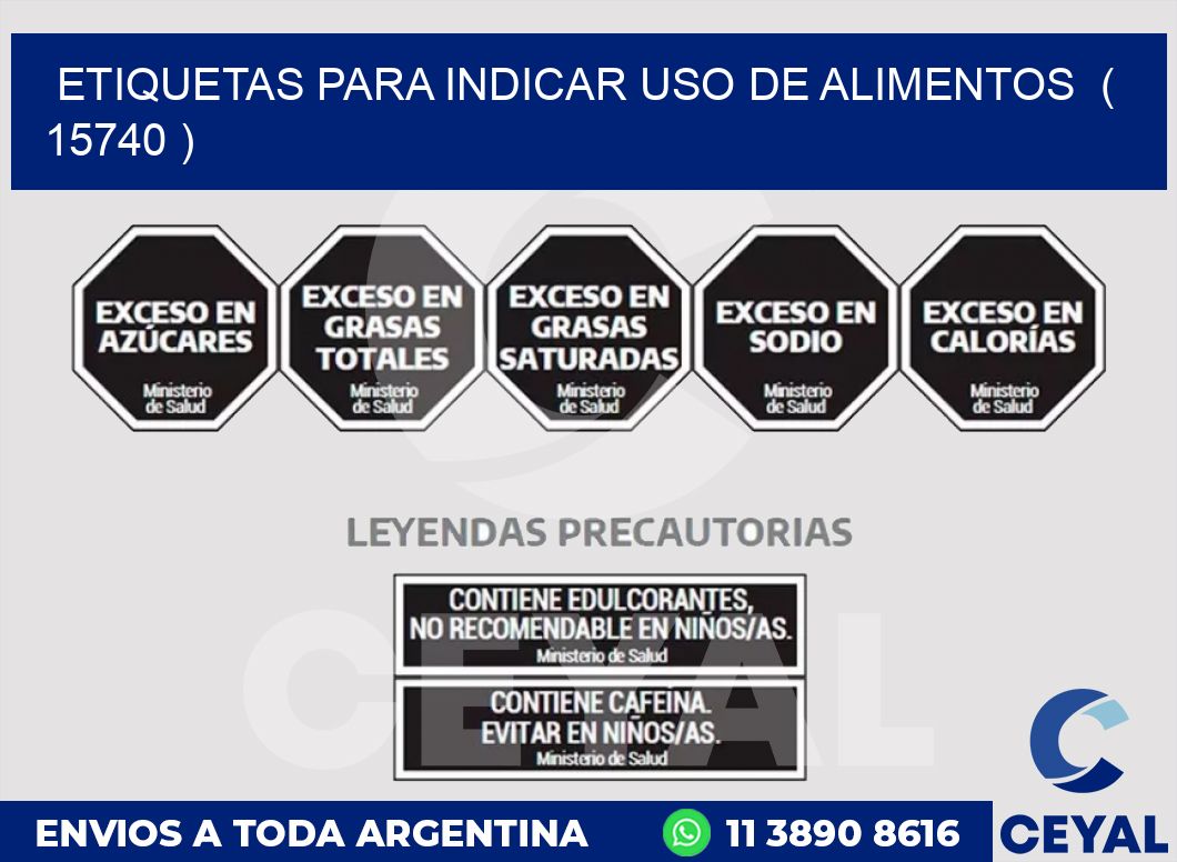 ETIQUETAS PARA INDICAR USO DE ALIMENTOS  ( 15740 )