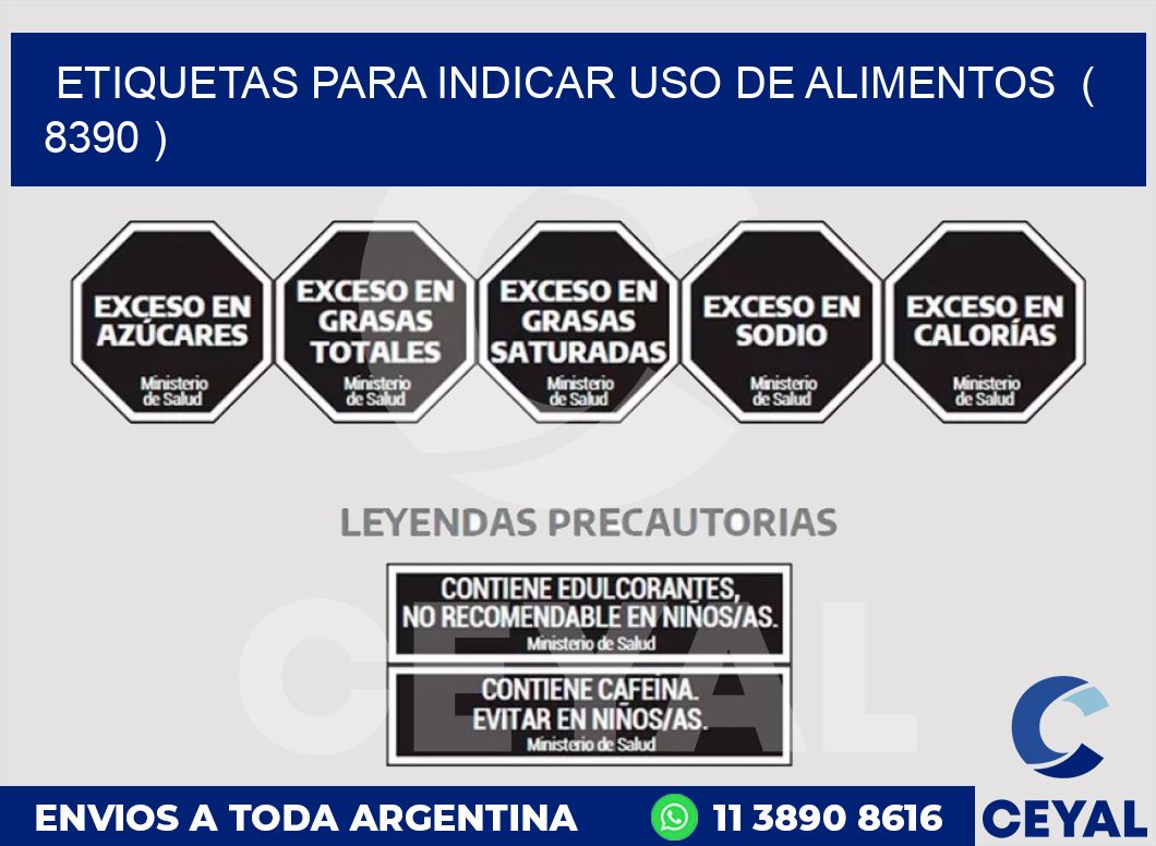 ETIQUETAS PARA INDICAR USO DE ALIMENTOS  ( 8390 )