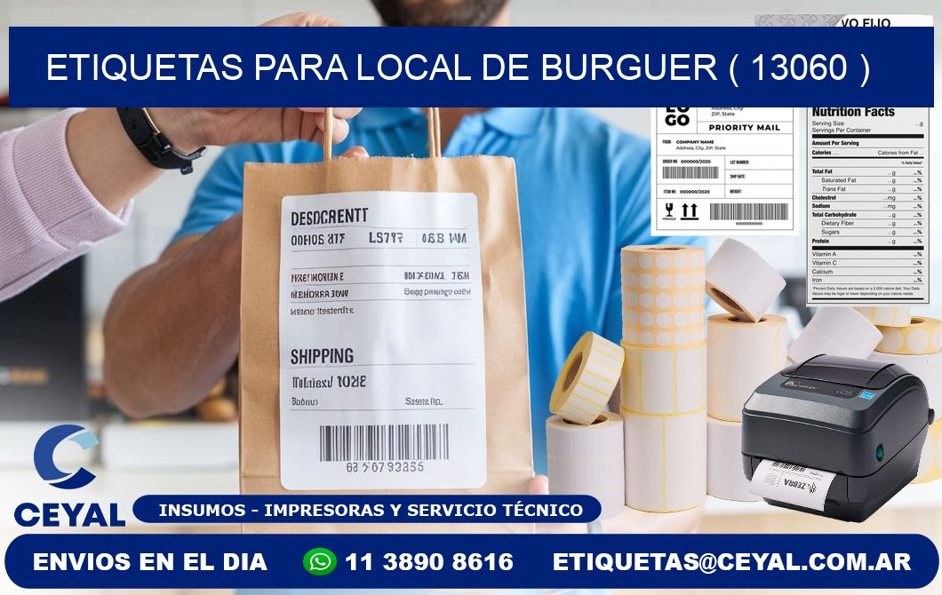 ETIQUETAS PARA LOCAL DE BURGUER ( 13060 )