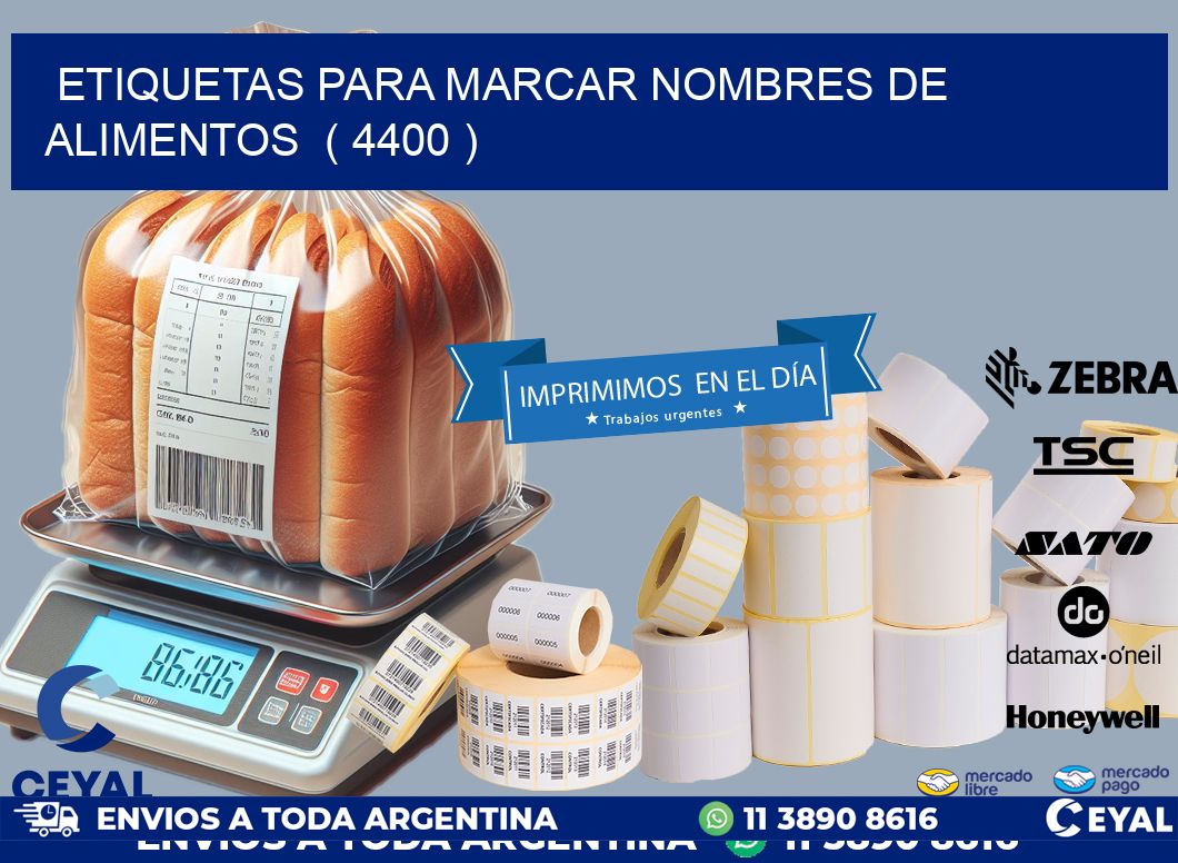 ETIQUETAS PARA MARCAR NOMBRES DE ALIMENTOS  ( 4400 )