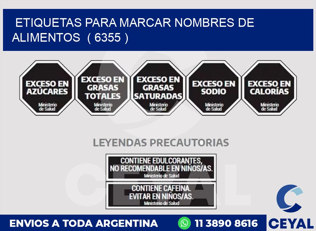ETIQUETAS PARA MARCAR NOMBRES DE ALIMENTOS  ( 6355 )