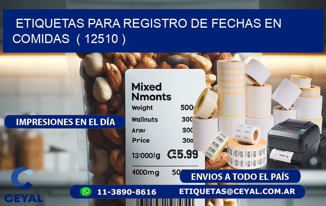 ETIQUETAS PARA REGISTRO DE FECHAS EN COMIDAS  ( 12510 )