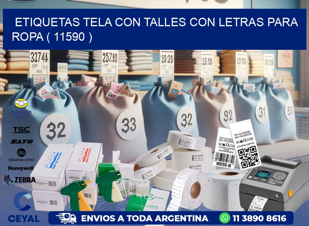 ETIQUETAS TELA CON TALLES CON LETRAS PARA ROPA ( 11590 )