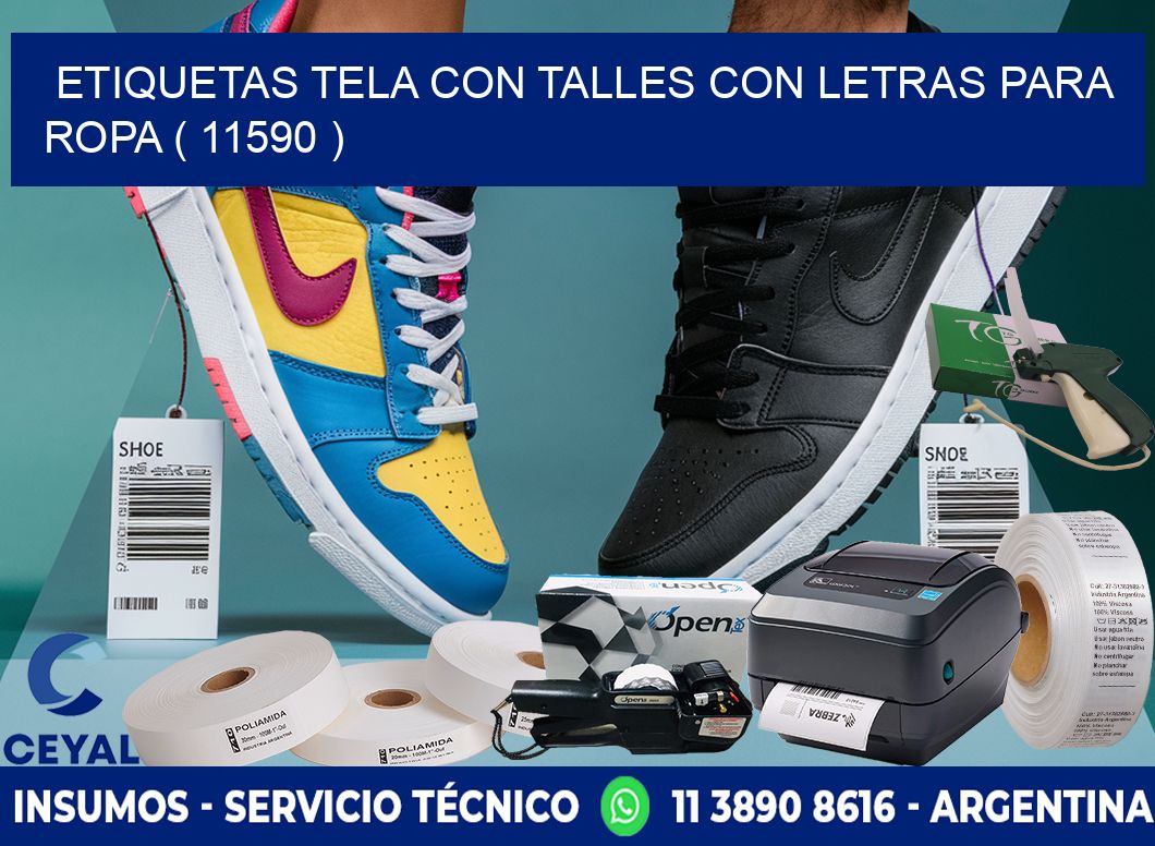 ETIQUETAS TELA CON TALLES CON LETRAS PARA ROPA ( 11590 )