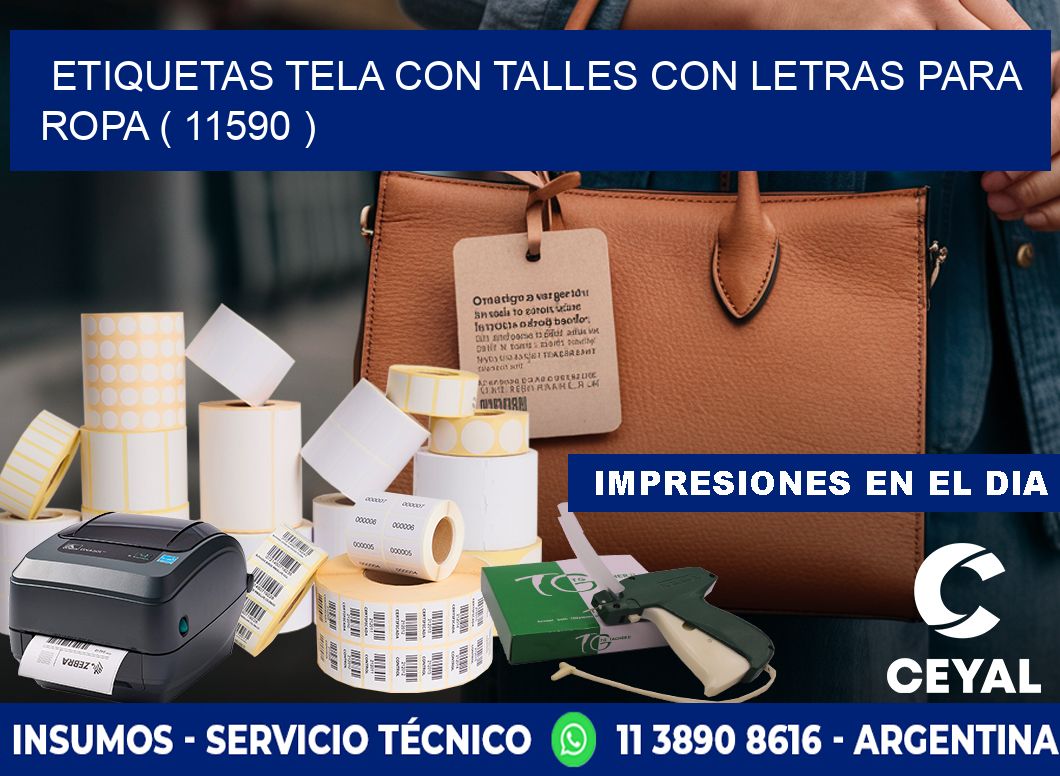 ETIQUETAS TELA CON TALLES CON LETRAS PARA ROPA ( 11590 )