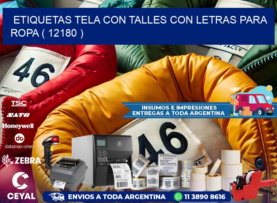 ETIQUETAS TELA CON TALLES CON LETRAS PARA ROPA ( 12180 )