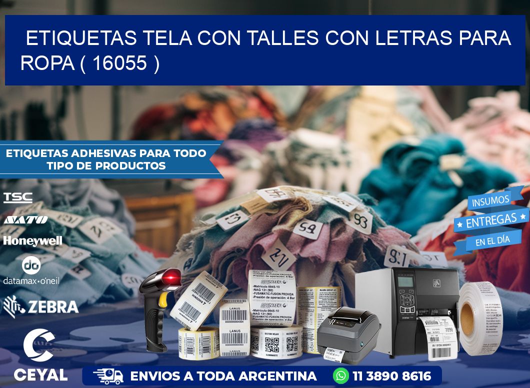 ETIQUETAS TELA CON TALLES CON LETRAS PARA ROPA ( 16055 )