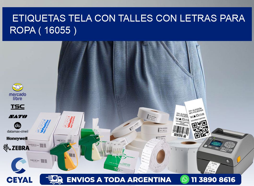 ETIQUETAS TELA CON TALLES CON LETRAS PARA ROPA ( 16055 )