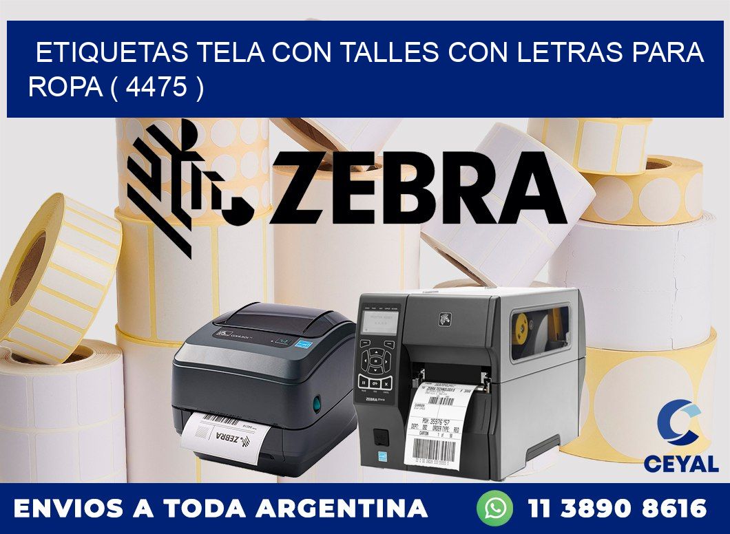 ETIQUETAS TELA CON TALLES CON LETRAS PARA ROPA ( 4475 )