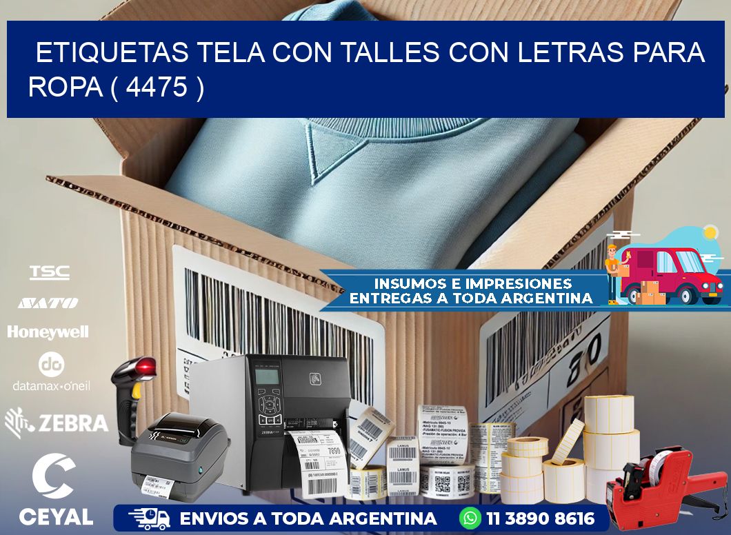 ETIQUETAS TELA CON TALLES CON LETRAS PARA ROPA ( 4475 )